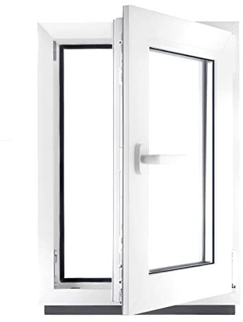 Fenêtre en PVC blanc double vitrage 4/24/4 LxH 55 x 50 cm d'ouverture Droite Toutes les tailles 550 x 500 mm Oscillo-battant 1 vantail - BauPlaza