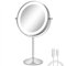 FFowcye LED Makeup Mirror, 8 Lighted Desktop Vanity Mirror, 1X/10X Magnification, 3 Light Modes Adjustable Brightness, 360° Rotation, Rechargeable