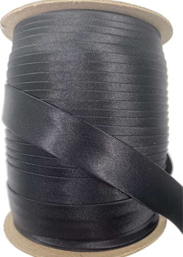 Slantastoffe Satin Schrägband Atlas 18mm breit 5m (Schwarz)