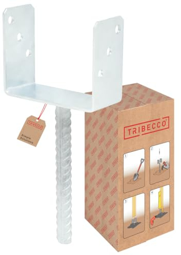 TRIBECCO® U-Stützenschuh mit Riffelstahldolle Ø20 mm zum Einbetonieren 115 x 141 x H315 mm U-Pfostenschuh aus feuerverzinktem Stahl U-Betonanker für Holzkonstruktionen