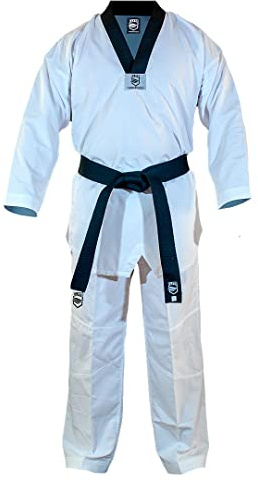 ELITE - Black Collar Taekwondo Uniform (TKD Dobok) Ultralight Fabric Fighting gear with extra mesh (180 (4))