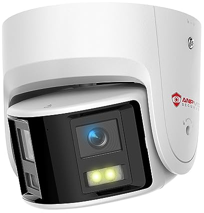 Anpviz 4K PoE Dual-Lens Security Camera, Panoramic 180°Ultra-Wide Angle, IP Dome Turret Camera with Human/Vehicle Detection, Starlight Sensor, Two Way Talk, Built-in MicroSD Card Slot