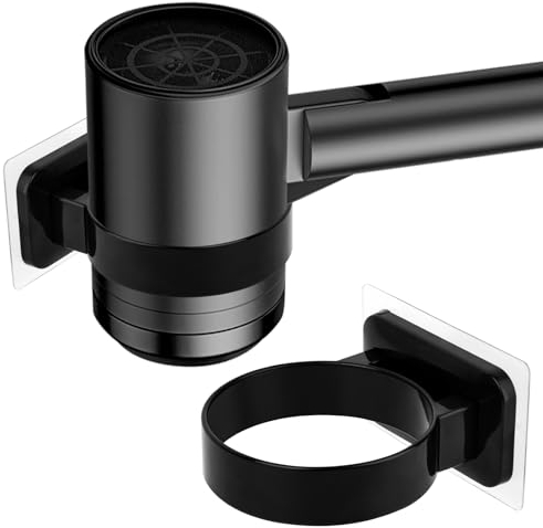 Support Porte Sèche Cheveux Mural Support de Lisseur Support de Sèche-Cheveux Porte Seche Cheveux Mural sans Percage Seche Cheveux Mural Support de Sèche Support Autocollant Cheveux Porte Seche, Noir