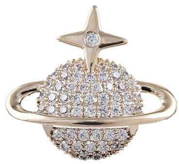 Broschen für Herren Personalisierte Herren Kristall kleine Brosche Anzug Anstecknadel Damen Anti-Walking-Schnalle Herren-Accessoires (Color : Gold, Size : One size)