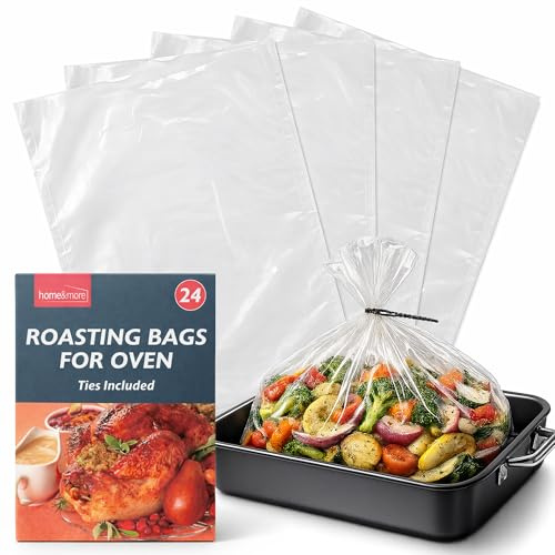 SOL 576pk Roasting Bags for Oven with Ties Included 38x25cm Multipurpose Heat Resistant Leak Proof Cooking Pouches for Poultry Meat Vegetables Turkey Beef Festive Meals Home Use