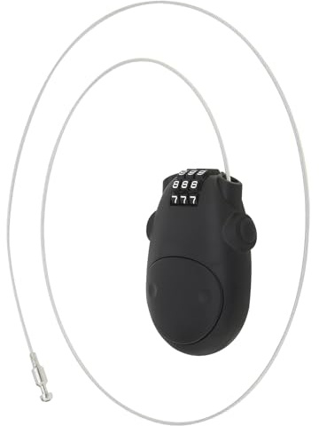 HOJLKLD Black Padlock Combination Cable Lock with 3 Digit Numeric Code, Retractable Steel Stroller Lock