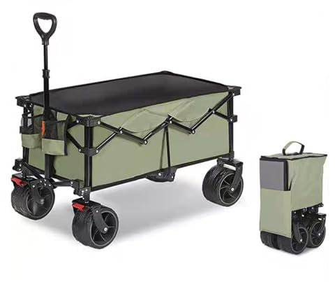 NRNQMTFZ Breiter Auto-Reifen Gartenwagen,Klappbarer Handwagen Strand Camping Einkaufen,Faltbarer Bollerwagen Geländetauglich,135L,150KG Kapazität