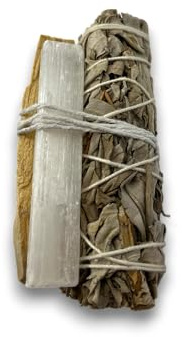 Gebunden Weißer Salbei, Palo Santo und Selenit | umweltfreundlich und nachhaltig | Energie-Reinigungsset | HOSTENATURA