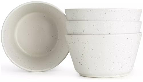 Addison Set of 4 Stoneware Cereal Bowl This Speckled Stoneware Set is Great for Showing Off Colourful Curries, Seasonal Soups and Morning Muesli - White