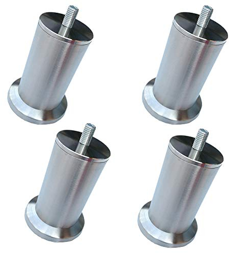 Generisch 4 Stück Möbelfüße aus gebürstetem Edelstahl, Sofafußbettbeine mit M10-Schrauben, Ersatztischbeine aus Metall, verstellbare Küchen- und Badezimmerschrankbeine, Glastisch-Couchtisch-