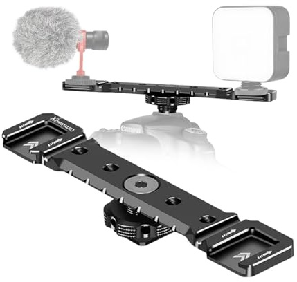 Support de montage double griffe, double extension de griffe froide avec trous de filetage de 6,35 mm, fente de câble pour microphone flash LED vidéo