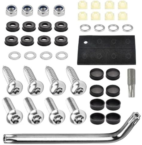 Fissaggio per targa auto, viti per targa auto, set di viti in acciaio inox per supporto del telaio auto | dado di fissaggio a prova di manomissione, set di viti di sicurezza