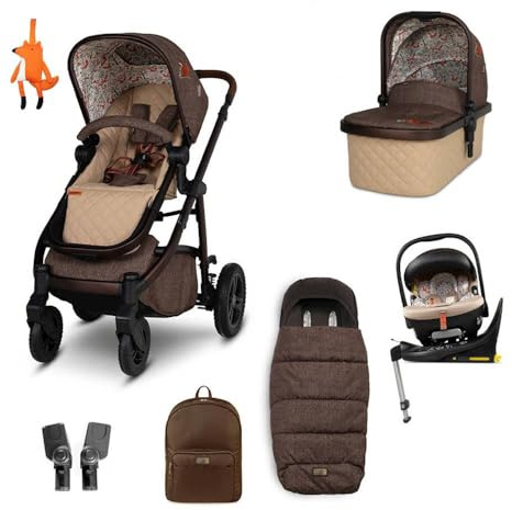 Cosatto 3 in 1 Travel System, Wow 3 - Birth to 25kg, Duo Direction Compact Fold, Carrycot, Seat Unit, ADAC Tested iSize Car Seat, Rotating ISOFIX Base, Adapters, Footmuff & Backpack (Foxford Hall)