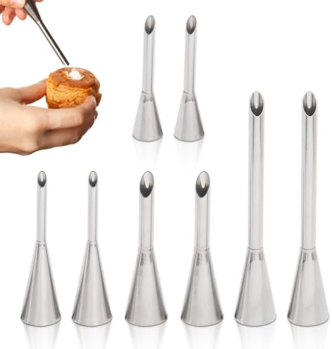 APPCXOKL Confezione da 8 Bocchette sac a Poche Con Raschietto,Design Unico, Acciaio Inossidabile di Alta Qualità per Dolci e Dessert Vari