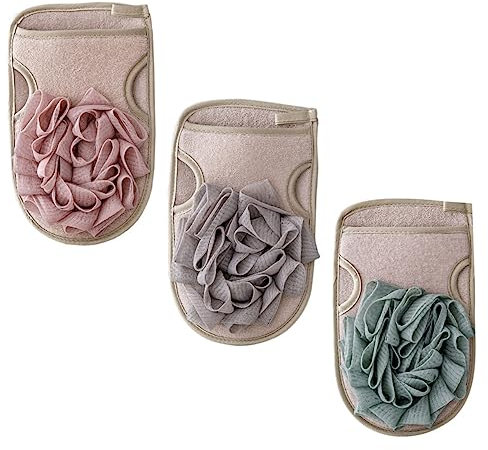 Mikinona 3stücke Badehandschuhe Für Peeling Und Dusche Beidseitig Verwendbar Aus Hochwertiger Baumwolle Für Sanfte Hautreinigung Und Entfernung Von Schmutz Und Öl Robust Und Langlebig Mit f
