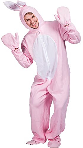 Keuyeo Påskhare för män outfit djur cosplay festival påskhare overall halloween kostym rosa kanin outfit karneval maskeraddräkt