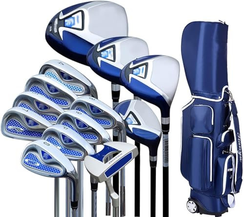 Set di mazze da golf da 13 pezzi, sacca per palline da golf standard, sacca per palline da golf standard e mazze da golf per destrimani, asta in carbonio, con borsa e borsa di supporto, per regalo di