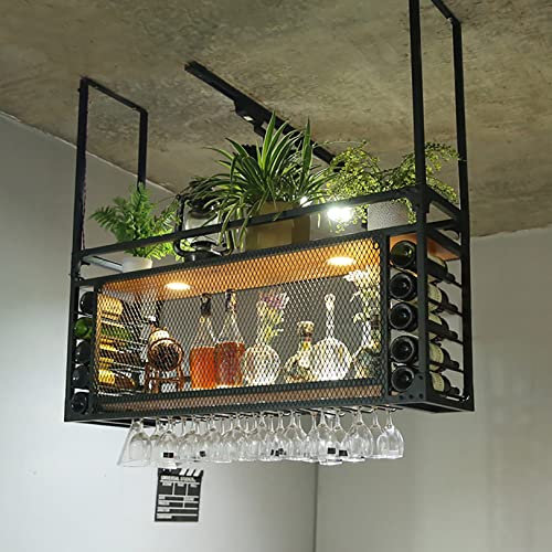 Hanging Wine Glass Rack and Wine Rack Ceiling Decoration Shelf with Glassware Holder for Glass Display Cabinets. Home Wine Storage Rack and Wine Bar Display Shelf for Kitchen Bar Rest.