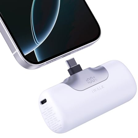 iWALK Chargeur Portable 5500mAh Nouvelle Génération, Petite Batterie Externe 22.5W Recharge Rapide USB-C pour iPhone 16, 16 Plus, 16 Pro, 16 Pro Max, iPad, Samsung Galaxy S24, S23, Android, Blanc