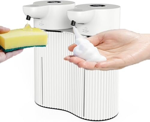 Automatischer, doppelter berührungsloser Seifenspender, 4-Stufen-Verstellung, intelligenter Schaum- und Flüssigseifenspender für Badezimmer, Küche, Büro, Hotel