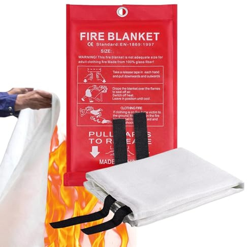 Feuerlöschdecke für die Küche, Feuerlöschdecke, 1 x 1 m, feuerhemmend, Sicherheitsausrüstung für Küche, Haus,