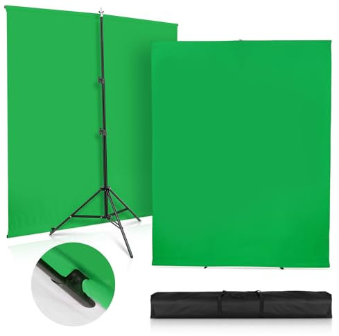 SEDGEWIN Grönskärm med stativ 2 x 2 m, uppgraderad fotografi bakgrundsstativ med Chromakey fotobakgrund för YouTube video fotostudio streaming Gaming TikTok