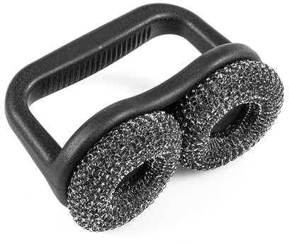 Grillstream Dual-Head BBQ Scouring Brush, Extra-Large Steel Pads for Deep Cleaning, Ergonomic & Durable