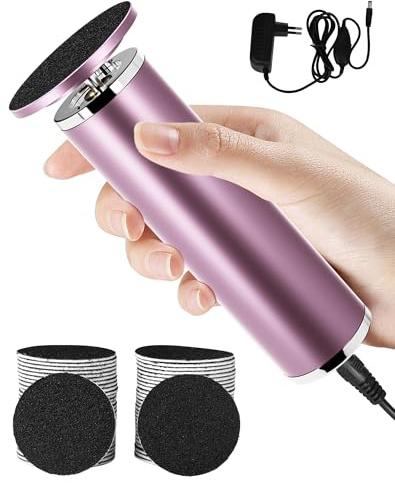 Lima Electrica Pies Quita Durezas para Pies Profesional Pedicura Callos Pies Eliminar - Velocidad regulable - electrico limador de durezas con 60 Papel De Lija, Rosa