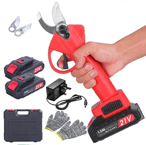 Electric Pruning Shears, Cordless Garden Secateurs, Garden Shears, Electric Secateurs & Pruning Scissors, Tree Branch Cutting Trimming Gardening Tools, 2X 1500mAh Lithium Battery, 25mm Diameter