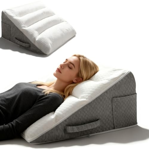 Keilkissen für Bett und Sofa, Doppelte Lesekissen zur Schlaferhöhung Rückenkissen,Bettkeil für Reflux Schlafapnoe,Betterhöher, Rückenstützkissen für Rückenunterstützung beim Spielen-50x50x26cm