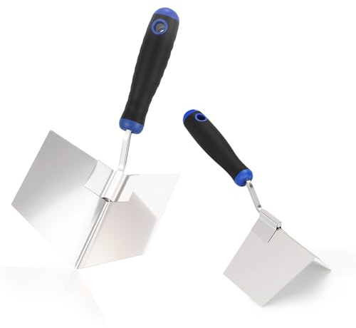 Grapnex 2-Pack Drywall Corner Trowel Set - 5 Stainless Steel Outside & 3.9 Inside Corner Knife for Sheetrock, Stucco, Concrete - Professional Corner Finishing Tools for Drywall & Plastering