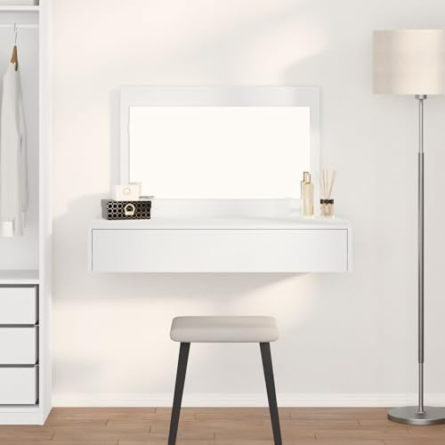 Brokky 865208 Toeletta a Muro Bianca 100x40x70 cm Toeletta Trucco,Scrivania Trucco per Camera da Letto,Toilette Trucco