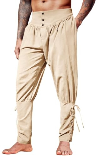 Runcati Uomo Pantaloni Medievali Largo, Beige, M