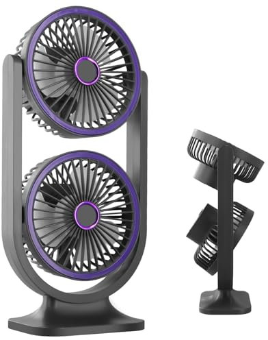2 in 1 Ventilatore da Tavolo Ventilatore USB Portatile Mini Ventilatore da Scrivania Rotazione di 360° Ventilatore a Batteria Ricaricabile con 3 Velocità per Ufficio Casa Campeggio Desktop (Grigio)