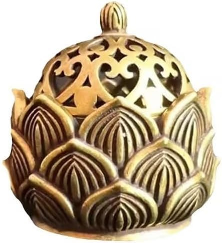 1 x goldener Lotus-Räucherstäbchenhalter, Vintage-Stil, Blume, Räucherkegelbrenner für Zuhause, Duftdekoration (2,9 x 3 cm), Räucherkegelhalter, Räucherkegelhalter, Räuchergefäß