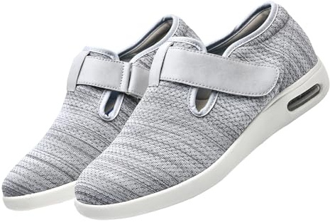 Scarpetta per Edema diabetico Larga,Scarpe da Uomo adattive Antiscivolo ad Ampia Larghezza per Il Comfort dei diabetici con Regolazione,Grey,41