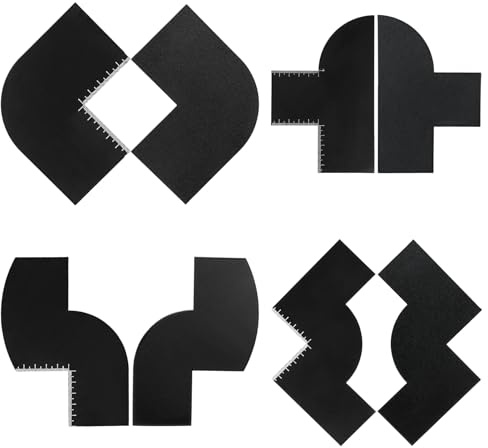 Aphohome Scheda di miglioramento per barbieri con indicatori di misurazione, confezione da 4 strumenti riutilizzabili per modellare l'attaccatura dei capelli, modello per linea barba, guida per bordi