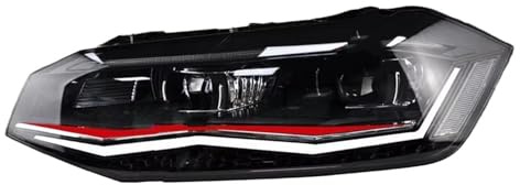 Fari Anteriori Auto Per Per Polo 2019-2022 LED Faro Angel Eye Lens Fari Segnale DRL Accessori automobilistici Car Styling Testa della lampada Faro Proiettore Anteriore(Red All LED)