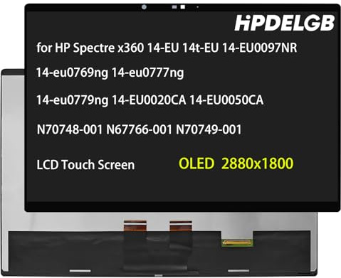 HPDELGB Replacement for HP Spectre x360 14-EU 14t-EU 14-EU0097NR N70748-001 OLED 2880x1800 40 pins LCD Touch Screen Display Panel