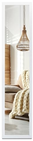 Wallfluent Körperspiegel 36x156 cm Glas Regelmäßig mit Rahmen MDF Symmetrisch Hausdekoration Wohnzimmer Moderner Stil Minimalismus Rechteckig Ankleidespiegel - weißer Rahmen