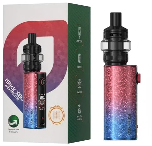 For Eleaf iStick X80 Kit 80 W Box Mod Vape (Rosso-Blu) Batteria 3200 mAh 5 ml Atomizzatore Melo X Tank EC-D Coil 0,3 Ω/0,5 Ω | Cursore di blocco | Schermo TFT da 1,05'' Originale - No Nicotine
