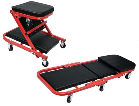 Tabouret de mécanicien Pliable Multifonctionnel avec Roues, Tabouret de mécanicien Roulant Robuste et siège de Travail de Garage pour Les réparations