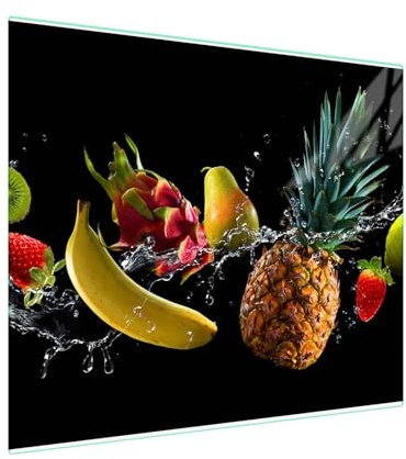 Herdabdeckplatte – Gehärtetes Glas Schneidebrett & Ceranfeld Abdeckplatte 1 Teilig 80x52 – Hygienisch & Rutschfest – Schutz für Induktion, Ceran - Tropenobst - SFArt