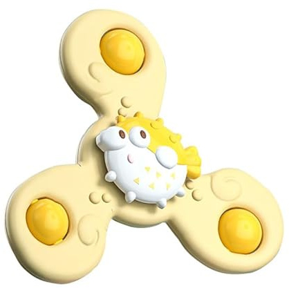 Garsent Jouet Rotatif à Aspiration pour Enfants, Thème Marin, Forme Animale Mignonne, Idéal pour Le Développement de la Coordination œil-Main (3 Têtes Jaune 1.4oz)