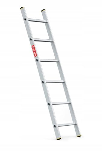 BAULICH - Anlegeleiter - Aluleiter - Leiter 6 Stufen - Professionell, für Haus, Garten, Renovierung und Landwirtschaft, rutschfeste Füße, Geriffelte Sprossen, Leicht 2,3 kg, mit Haken