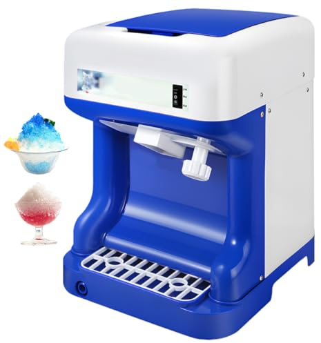 Commercial Ice Crusher, 250W Electric Shaved Ice Machine for Tea Shops and Desserts, 120kg/h Shaving Speed, Adjustable Ice Texture, Reversible Operation