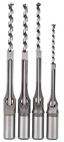 Set di punte da trapano per fori quadrati 4 pezzi punte da trapano per lavorazione del legno in acciaio con cuscinetti, ideali per legno, MDF e pannelli truciolari, 6 mm, 8 mm,