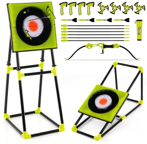 HOMASIS 4 en 1 Set de Tiro con Arco para Niños 8+ (70 x 50 x 140 cm)