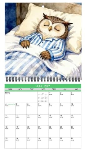 Calendrier 2027 Chouette Mignonne Grand Bloc Mensuel Hebdomadaire