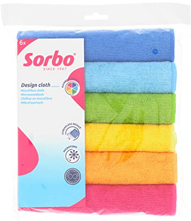 Sorbo Pack of 6 Microfibre Cleaning Cloths, Multipurpose Cleaning Towels, Streak-free, Super Absorbent and Washable Cloth Duster Suitable for Car Cleaning, House, Kitchen, Windows, 40 x 40 cm